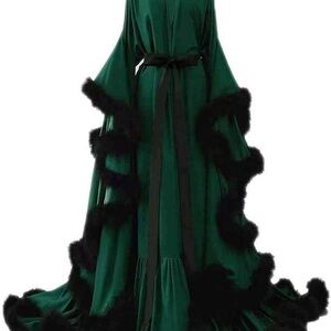 Green Gown with Black Trim